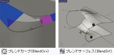 ブレンド曲線、ブレンドサーフェス形状のインタラクティブ編集画面